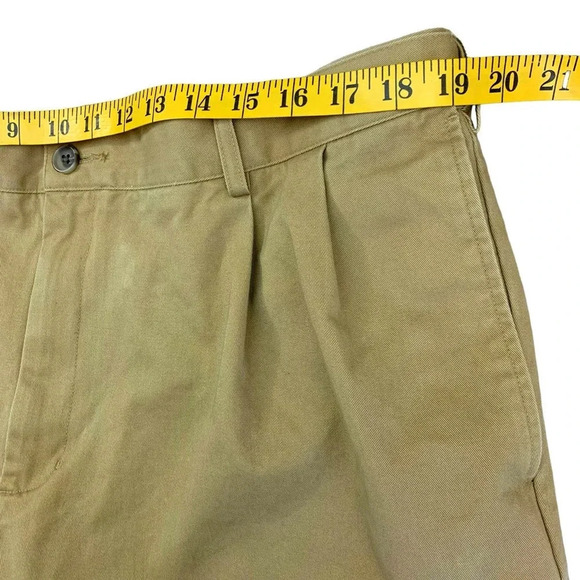 Lands' End Traditional Fit Pleated Chino Pants Men Size 38 Khaki Straight Leg - Picture 12 of 16